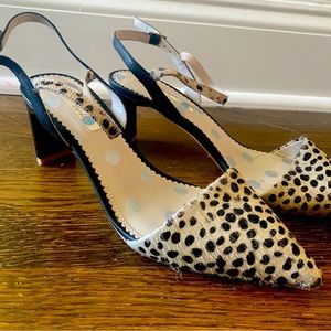 Boden calf hair animal print heels
